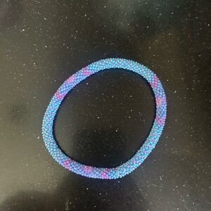 Vibrant Blue and Purple Beaded Anklet